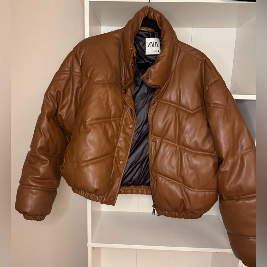 Zara Women's Brown Puffer Coat